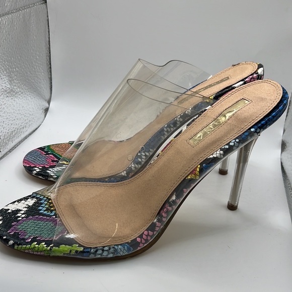 Liliana Women Transparent PVC Peep Toe Stiletto Mule Heel - Picture 1 of 2